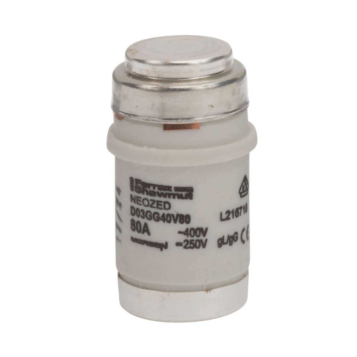 L216716 - Neozed D0 fuse-link gG, 400VAC, D03, 80A, silver